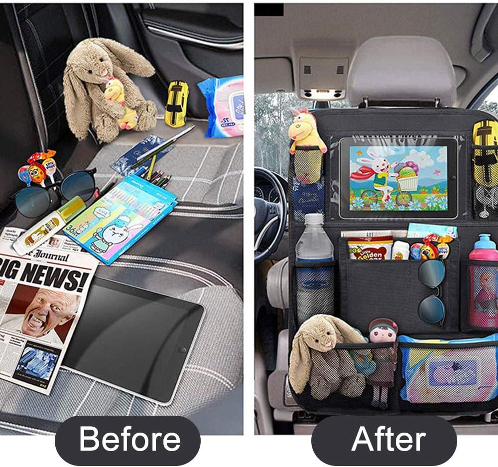 Мултифункционален органайзер за задната част на предна седалка на автомобил Черен с 10 джоба