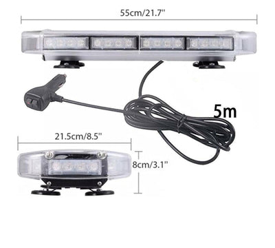 12V 24V Лед Led Диодна Мощна Аварийна Сигнална Лампа Буркан с Магнит 55см 10 режина Бяло Стъкло За Пътна Помощ Платформа Снегорин и др.