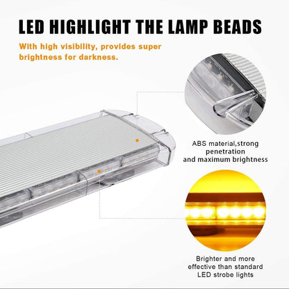 12V 24V Лед Led Диодна Мощна Аварийна Сигнална Лампа Буркан с Магнит 55см 10 режина Бяло Стъкло За Пътна Помощ Платформа Снегорин и др.
