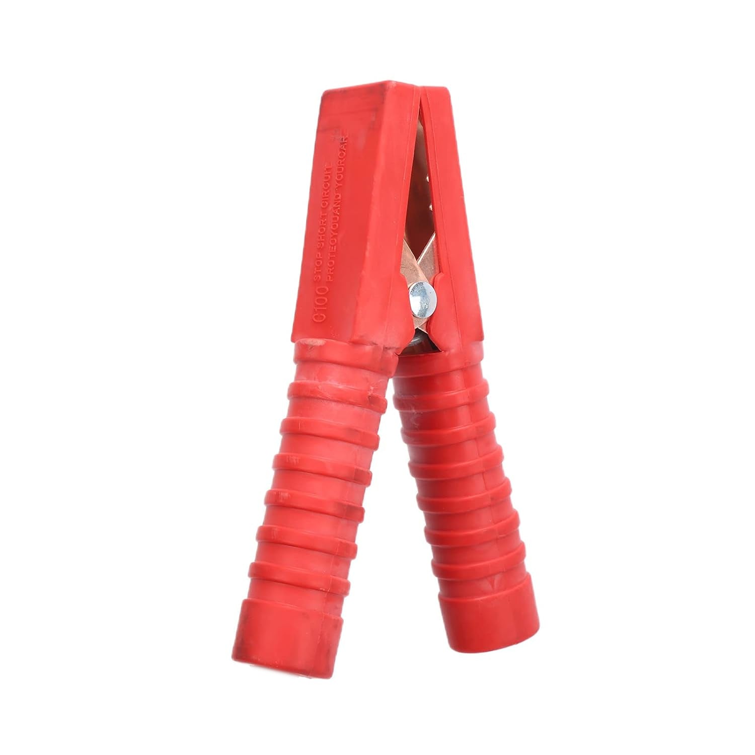 Комплект от 2 броя изолирани щипки за акумулатор с гумено покритие скоби тип крокодил 300А червено - черно