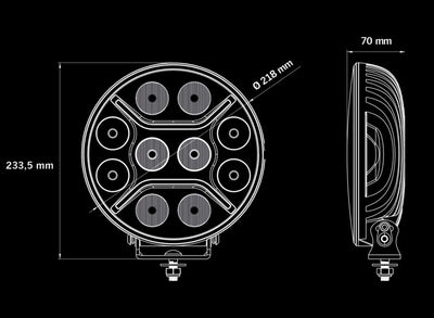 LED + DRL Диоден Халоген Фар Бял Оранжев Габарит Ø 230 мм 12V 24V за джип камион трактор багер земеделски машини и др.