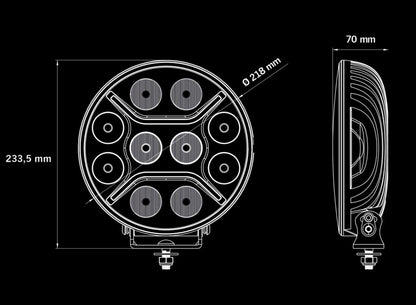 LED + DRL Диоден Халоген Фар Бял Оранжев Габарит Ø 230 мм 12V 24V за джип камион трактор багер земеделски машини и др.