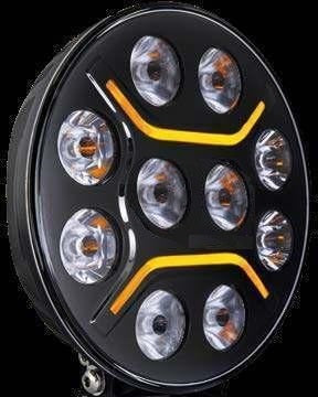 LED + DRL Диоден Халоген Фар Бял Оранжев Габарит Ø 230 мм 12V 24V за джип камион трактор багер земеделски машини и др.