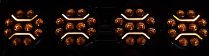 LED + DRL Диоден Халоген Фар Бял Оранжев Габарит Ø 230 мм 12V 24V за джип камион трактор багер земеделски машини и др.