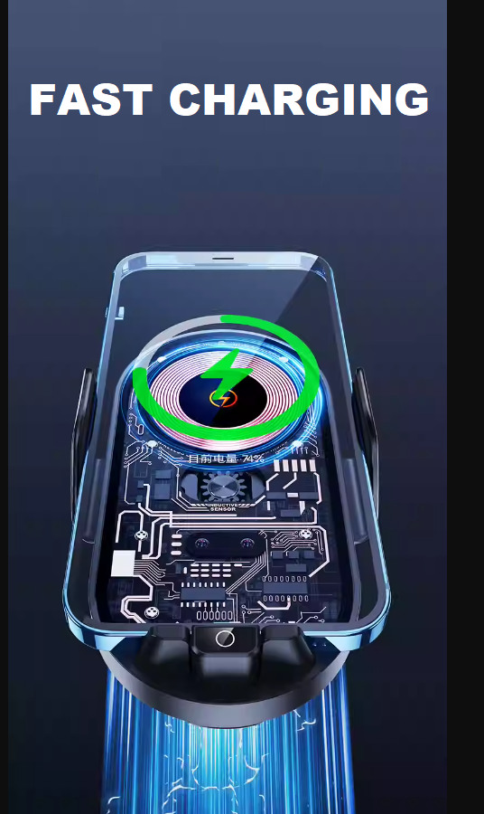 Smart Поставка стойка държач за телефон с безжично зарядно Wireless Charger за автомобил