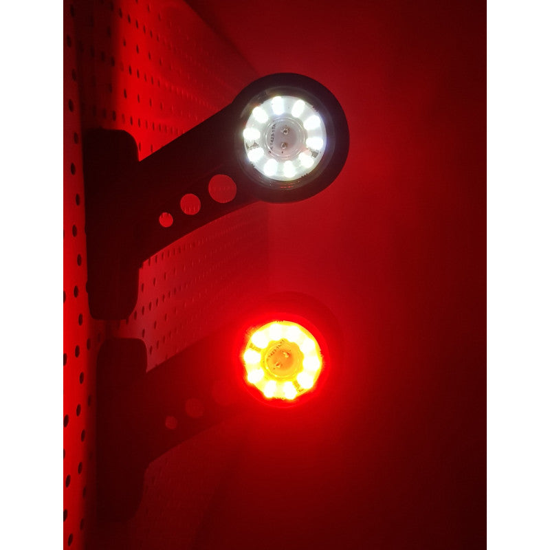 Комплект от 2 броя 12- 24V LED ЛЕД рогчета странични габаритни светлини въртящи се с ротация за камион ремарке платформа каравана и др. бяло-червено