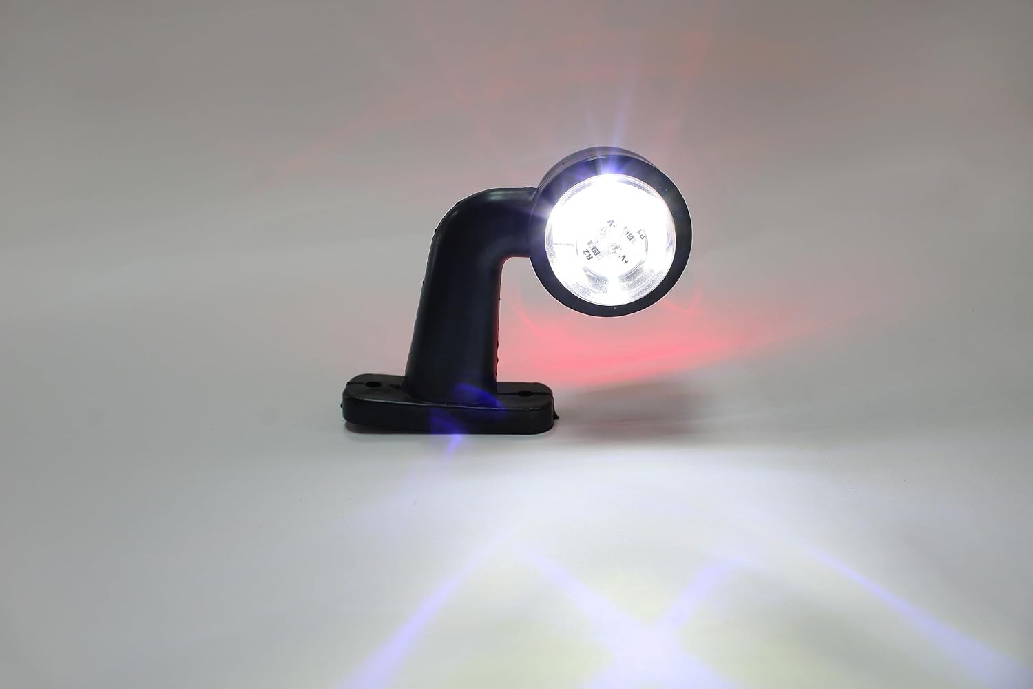 Комплект от 2 броя 12- 24V LED ЛЕД къси мини странични габаритни светлини тип рогче въртящи се с ротация за камион ремарке платформа каравана и др. бяло-червен 75 X 60 mm