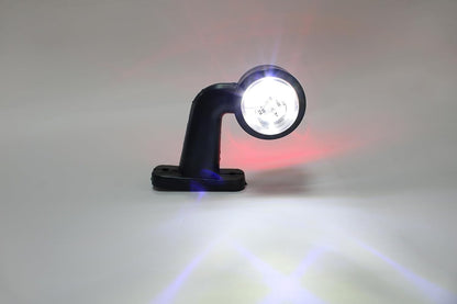 Комплект от 2 броя 12- 24V LED ЛЕД къси мини странични габаритни светлини тип рогче въртящи се с ротация за камион ремарке платформа каравана и др. бяло-червен 75 X 60 mm
