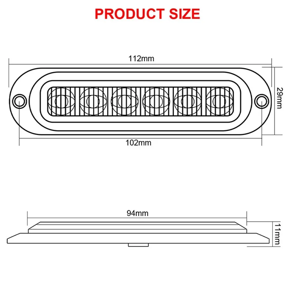 6 LED 12-24V Диодна Аварийна Сигнална Лампа За Пътна Помощ Платформа Жълта Блиц Светлина Мигаща Оранжев 112 x 29 mm