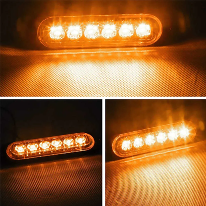 6 LED 12-24V Диодна Аварийна Сигнална Лампа За Пътна Помощ Платформа Жълта Блиц Светлина Мигаща Оранжев 112 x 29 mm