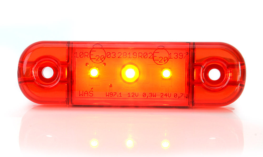 LED Светодиоден Габарит, Маркер, Токос, Червен, Е-Mark, 3 LED, 12V-24V, 8,4 см