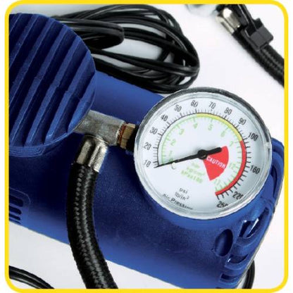 Преносим компресор за помпане на гуми с манометър + 3 накрайника STRONG 12 ATM 250PSI Goodyear Гудиър