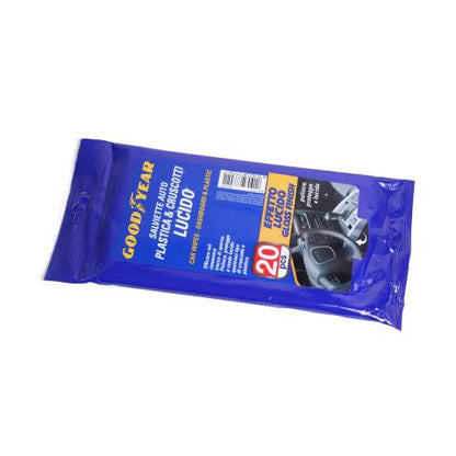 Мокри кърпи за почистване на пластмасови части и табла с блестящ лъскав ефект 20 броя Goodyear Гудиър