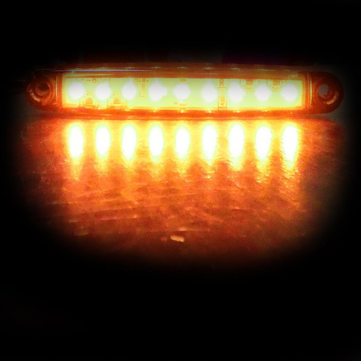 1 брой ЛЕД LED Оранжев Жълт Диоден Маркер Габарит Токос със 9 светодиода за камион ремарке бус ван каравана платформа 12V