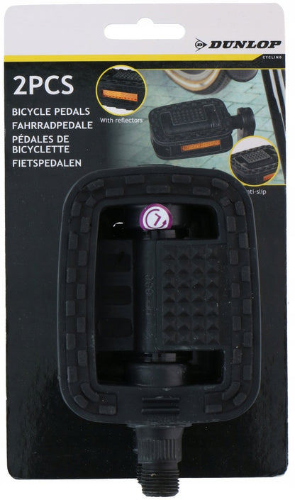 Класически педали за велосипед 2 броя черен цвят със светлоотразители DUNLOP