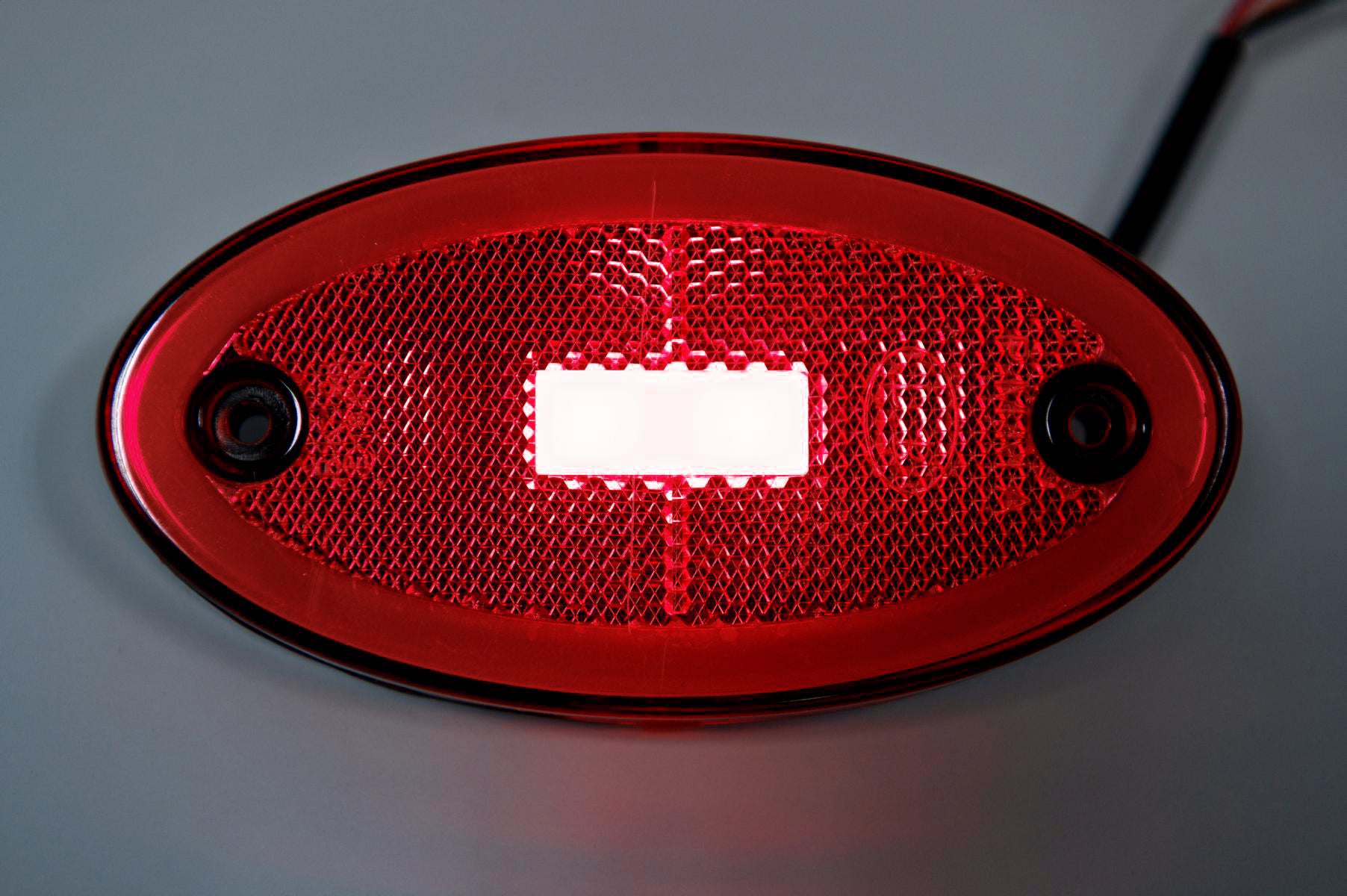 LED Светодиоден Габарит, 116mm x 60mm, Червен, Неон Ефект, Три Функции,12V-24V