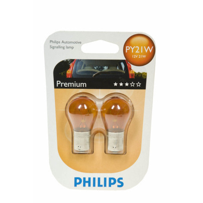 Комплект от 2 броя крушки крушка (PY21W) 12V BAU15S 21W в блистер оранжева светлина Philips