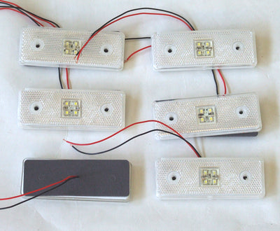 12V Диоден 4 LED ЛЕД Маркер габарит токос светлина за камиони бус ван ремарке каравана - 110 мм х 40 мм - бял