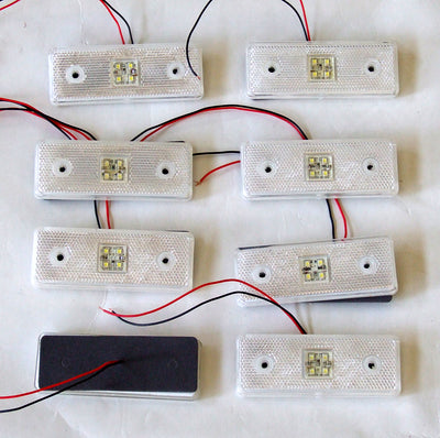 12V Диоден 4 LED ЛЕД Маркер габарит токос светлина за камиони бус ван ремарке каравана - 110 мм х 40 мм - бял