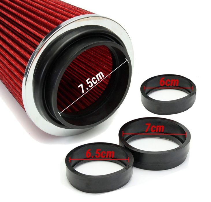 155mm Универсален Спортен Въздушен Филтър Червен За Автомобил Конус