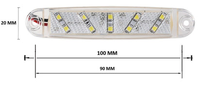 ЛЕД LED Бял Диоден Маркер Габарит Токос със 10 светодиода за камион ремарке бус ван платформа 12V-24V