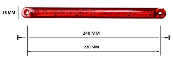 ЛЕД LED Червен Диоден Маркер Габарит Токос със 15 светодиода за камион ремарке бус ван каравана платформа 12V-24V