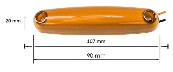 LED Светодиоден Габарит Неон Ефект Маркер Токос Жълт 12V-24V, 107 мм
