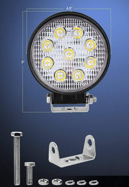 27W Кръгъл Led Лед Диоден Фар Прожектор Халоген Лампа с разпръсната светлина FLOOD 12V 24V Слим Slim