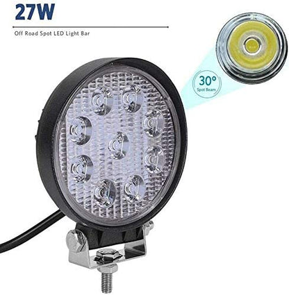 27W Кръгъл Led Лед Диоден Фар Прожектор Халоген Лампа с разпръсната светлина FLOOD 12V 24V Слим Slim