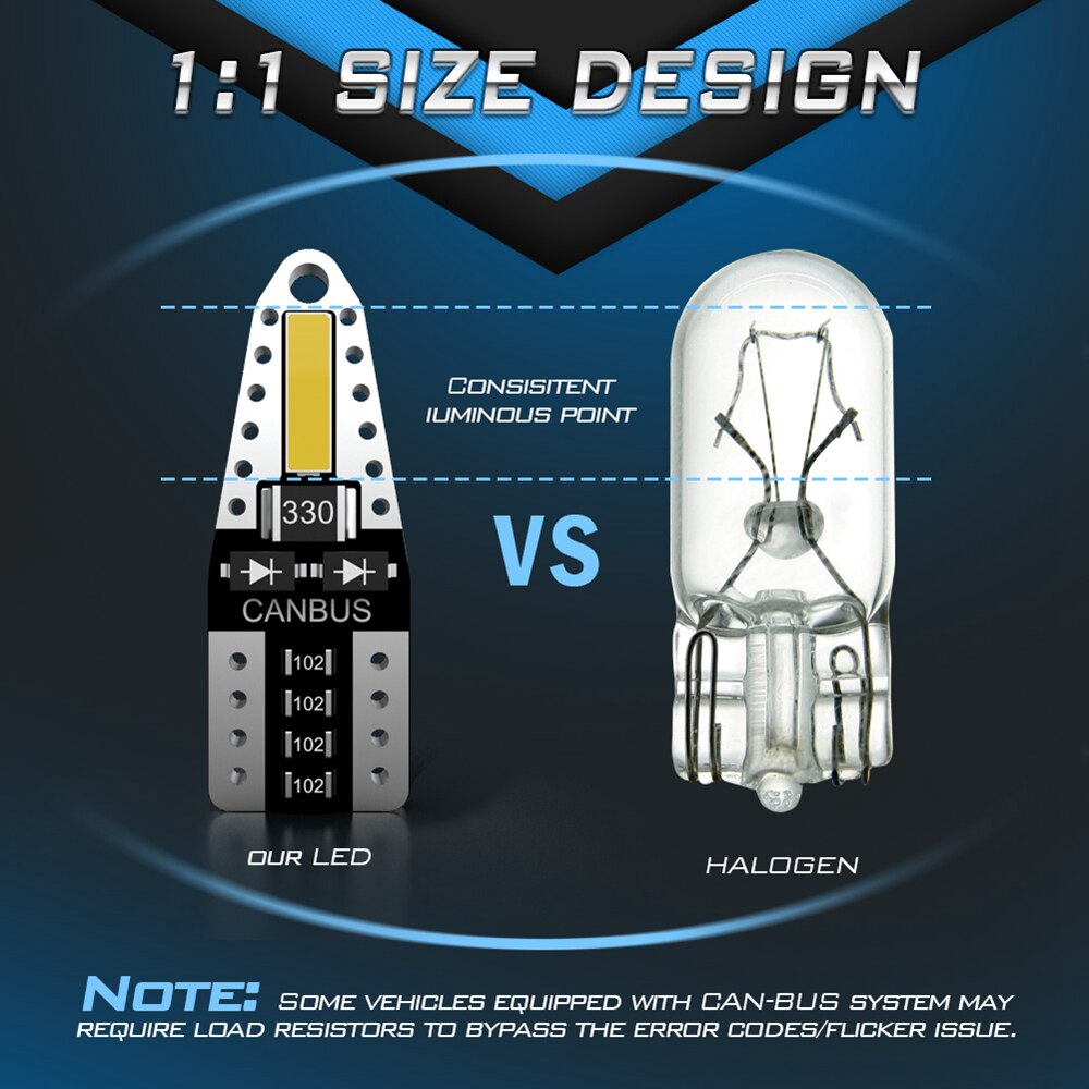 LED Лед Диодни Крушки За Габарит, Т10 W5W, Canbus, 12V, Бяла Светлина