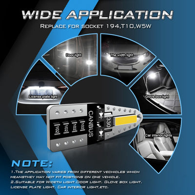 LED Лед Диодни Крушки За Габарит, Т10 W5W, Canbus, 12V, Бяла Светлина