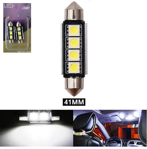 Комплект от 2 броя LED Лед Диодни Крушки 3 SMD 5050 41мм 12V Бяла Светлина Canbus Error Free Bez Грешки в блистер