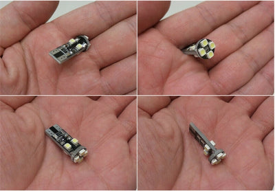 Комплкет от 2 броя LED Лед Диодни Крушки За Габарит Т10 W5W 8 SMD 12V Canbus - Error free Без грешки в Блистер