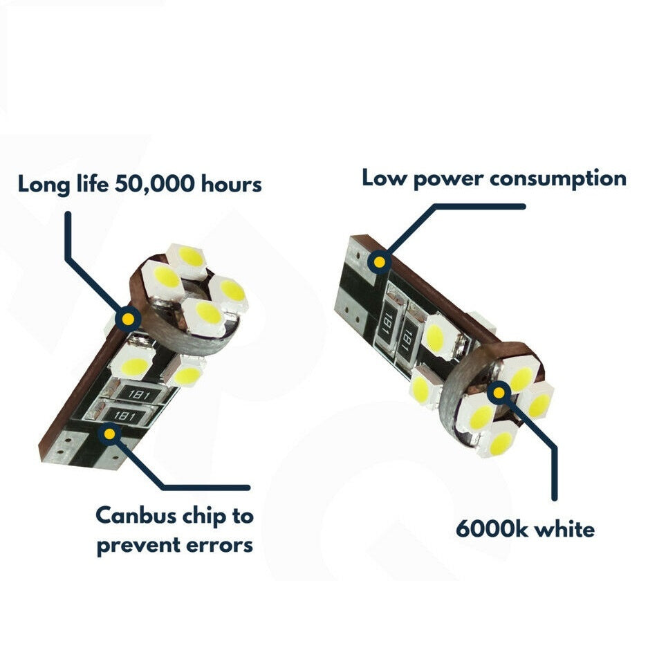 Комплкет от 2 броя LED Лед Диодни Крушки За Габарит Т10 W5W 8 SMD 12V Canbus - Error free Без грешки в Блистер