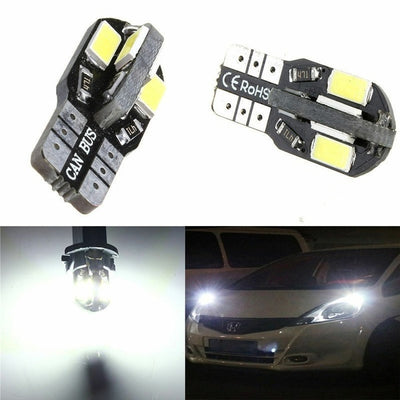 Комплект от 2 броя Лед Крушки За Габарит Т10 W5W LED 8 SMD 5730 Canbus 12V Бяла Светлина Error free Без грешки в Блистер