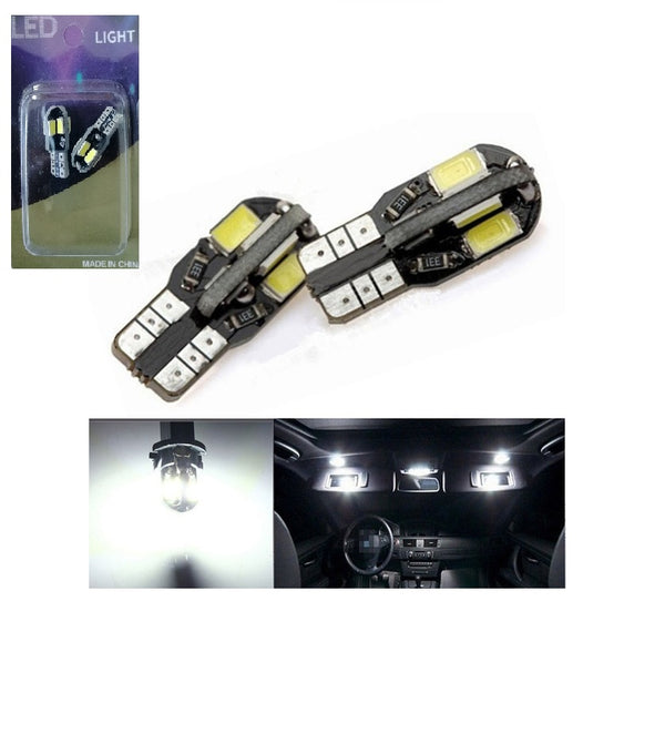 Комплект от 2 броя Лед Крушки За Габарит Т10 W5W LED 8 SMD 5730 Canbus 12V Бяла Светлина Error free Без грешки в Блистер