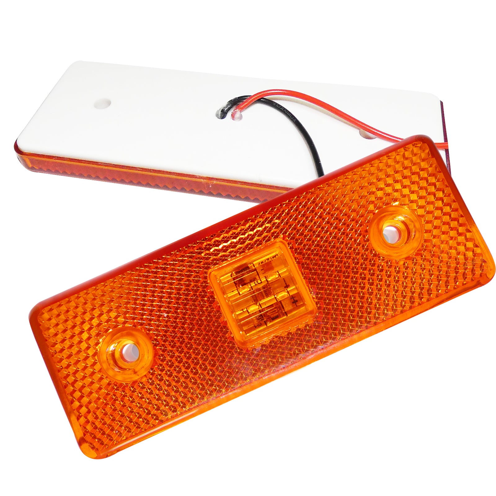 12V Диоден 4 LED ЛЕД Маркер габарит токос светлина за камиони бус ван ремарке каравана - 110 мм х 40 мм - оранжев
