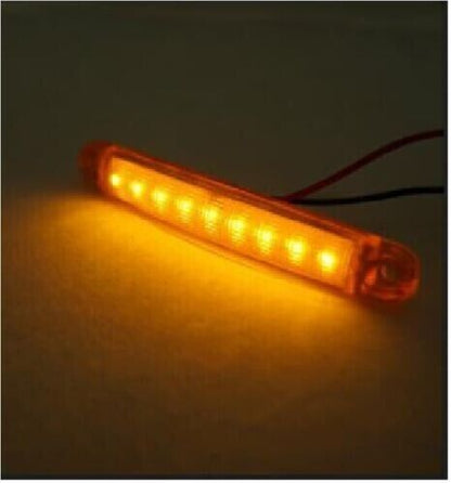 1 брой ЛЕД LED Оранжев Жълт Диоден Маркер Габарит Токос със 9 светодиода за камион ремарке бус ван каравана платформа 24V