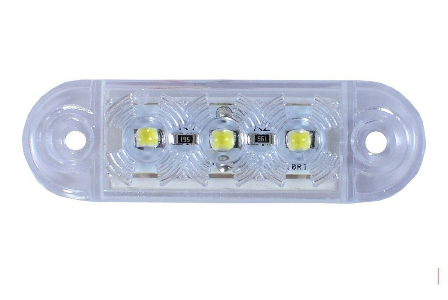 12V-24V - 3 LED преден маркер токос габарит - за бус платформа камион ремарке автобус - 65 мм х 10 мм - бял