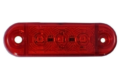 12V-24V - 3 LED заден маркер токос габарит - за бус платформа камион ремарке автобус - 65 мм х 10 мм - червен