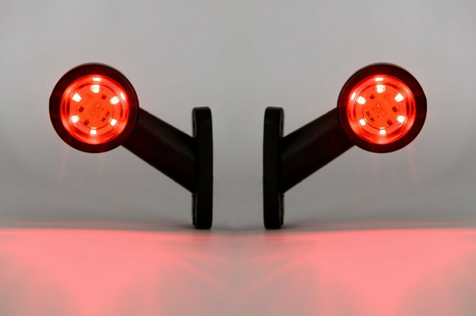 2x LED ЛЕД къси мини странични габаритни светлини тип рогче 12V 24V червено и бели за камион ремарке