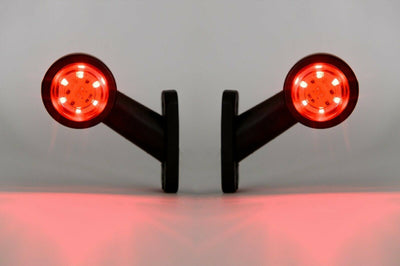 2x LED ЛЕД къси мини странични габаритни светлини тип рогче 12V 24V червено и бели за камион ремарке