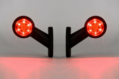 2x LED ЛЕД къси мини странични габаритни светлини тип рогче 12V 24V червено и бели за камион ремарке