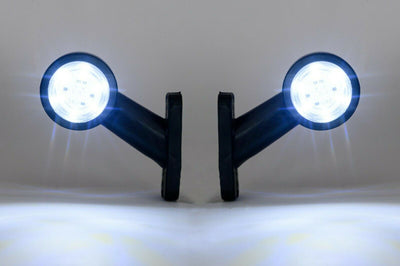 2x LED ЛЕД къси мини странични габаритни светлини тип рогче 12V 24V червено и бели за камион ремарке