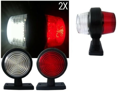 Комплект от 2 броя 12-24V висококачествени ЛЕД LED Диодни Странични Маркери, Рогчета, Светлини За Камион, Ремарке, Каравана, Кемпер АТВ и др., бяло-червено