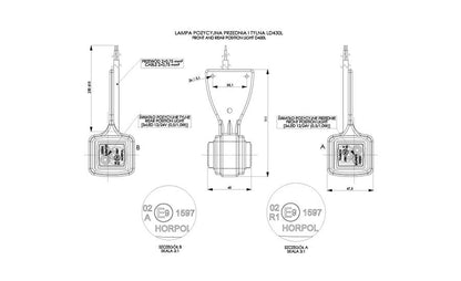 Комплект LED Светодиоден Висящ Страничен Габарит, Ляв и Десен, Бял и Червен цвят, Е-Mark, 12V-24V