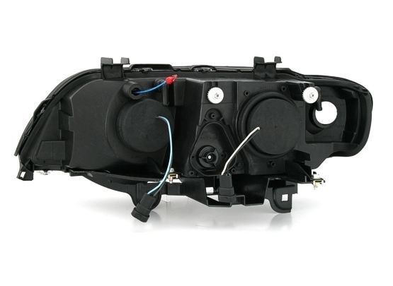 Кристални фарове с дневни светлини и ангелски очи за BMW X5  (1999-2003) - черни