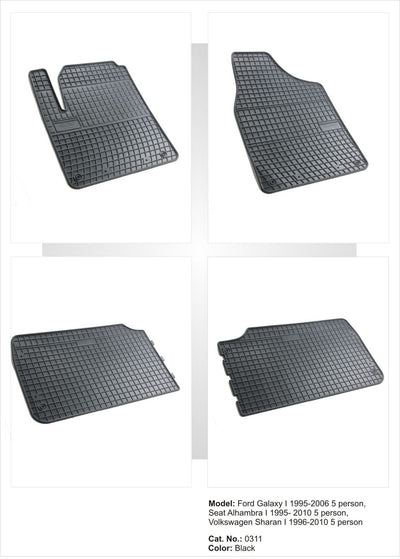 Гумени стелки Frogum за VW Sharan (1996-2010)/Ford Galaxy (1996-2006)/Seat Alhambra (1995-2006) – пасване по модел