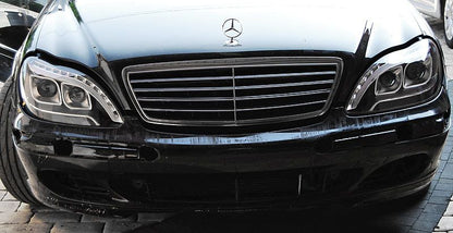 Кристални фарове за Mercedes W220 S-Class (1998-2005) - Лайтбар дизайн черни