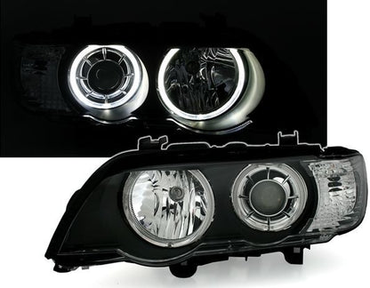 Кристални фарове Angel Eyes BMW X5 E53 (1999-2003) - черни